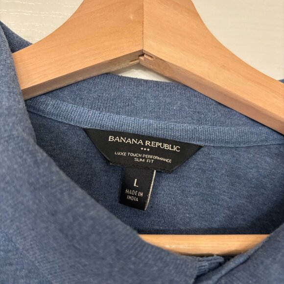 BR Men's Luxe Touch Slim-fit Polo Blue Heather - Picture 3 of 3